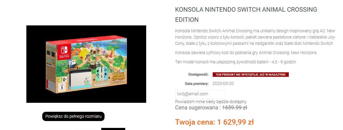 Nintendo Switch Animal Crossing Edition konsoleigry